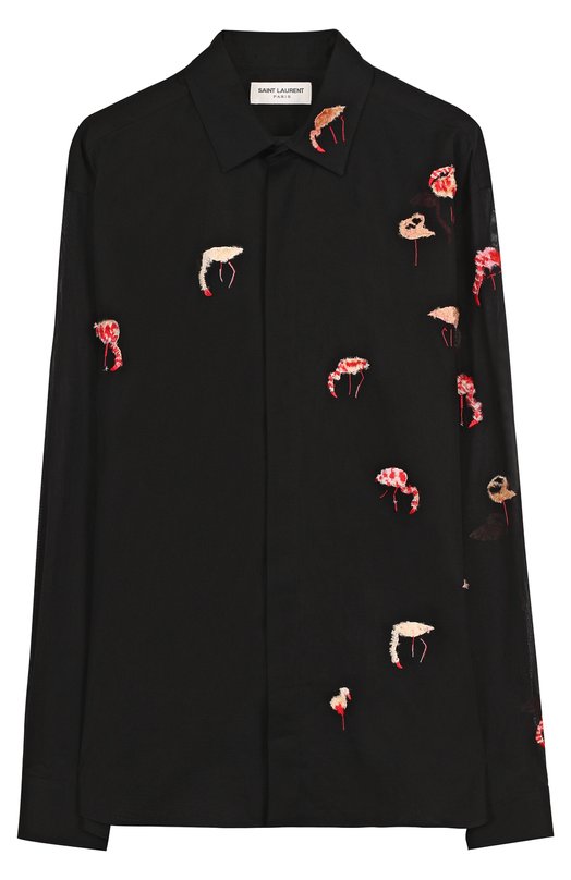 Хлопковая рубашка с вышивкой Yves Saint Laurent 