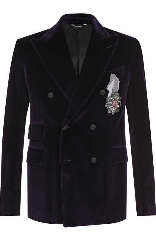 Двубортный пиджак из смеси хлопка и шелка Dolce&Gabbana 
