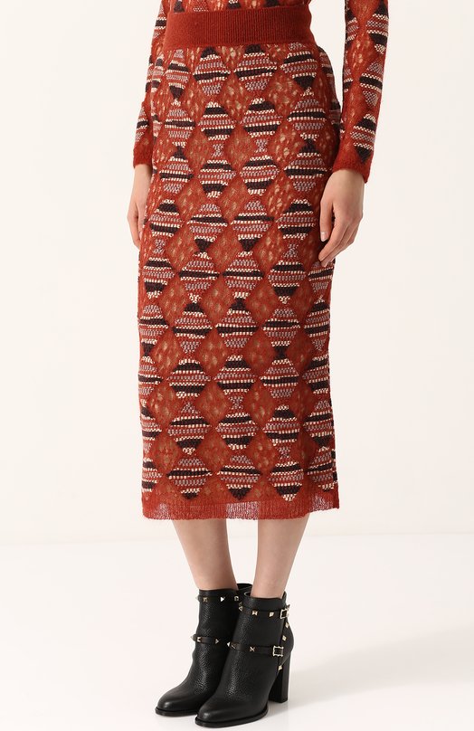 Шерстяная юбка-миди с широким поясом Missoni 