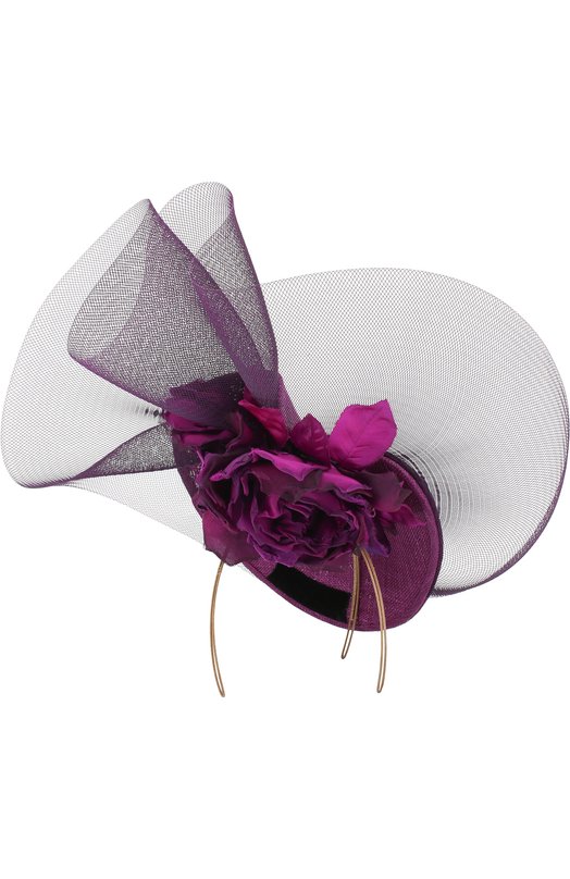 Соломенная шляпа с декором в виде цветка и сеточкой Philip Treacy 