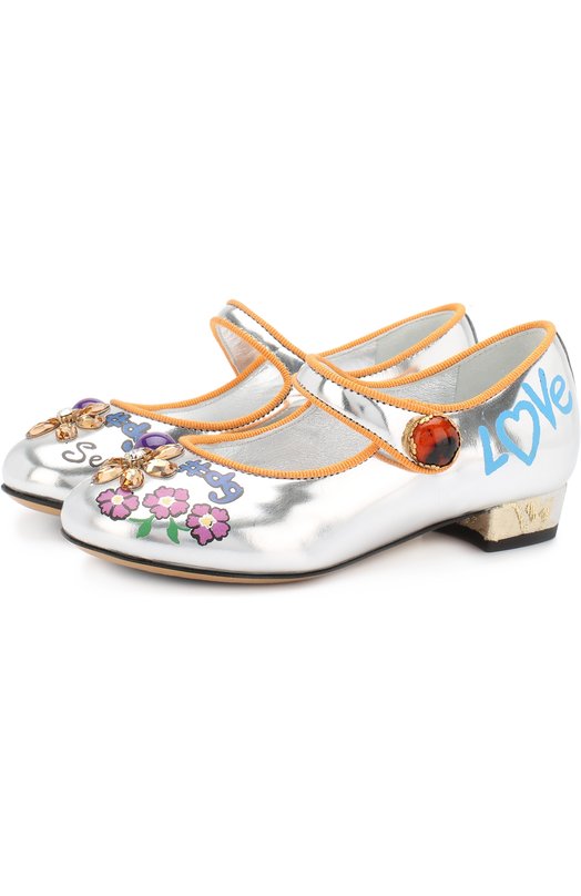 Кожаные туфли с принтом и кристаллами Dolce&Gabbana 2510623