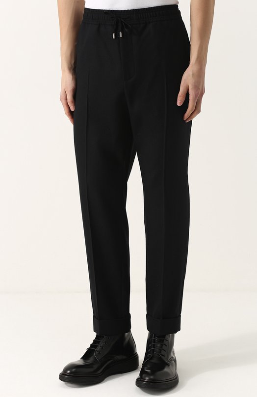 Шерстяные брюки прямого кроя с поясом на кулиске Gucci 