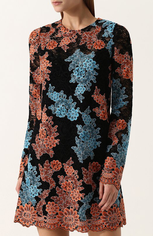 Кружевное мини-платье с длинным рукавом Dolce&Gabbana 