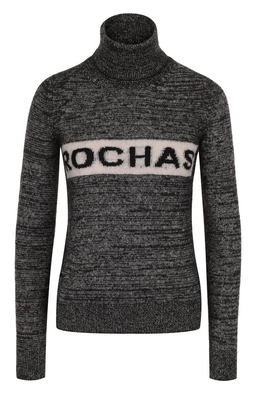 Вязаный свитер с высоким воротником и логотипом бренда Rochas 