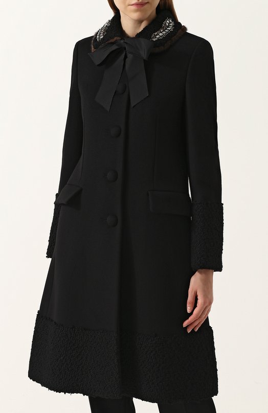 Шерстяной пальто с отделкой из меха норки Gucci 