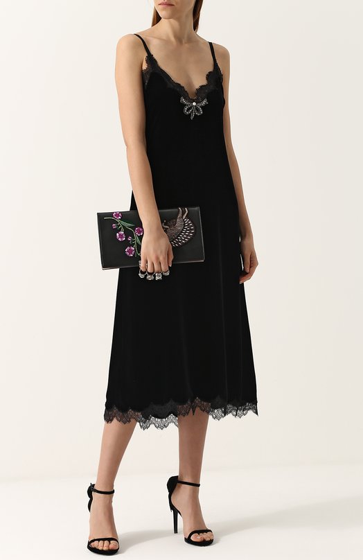 Приталенное платье-комбинация с кружевной отделкой Gucci 