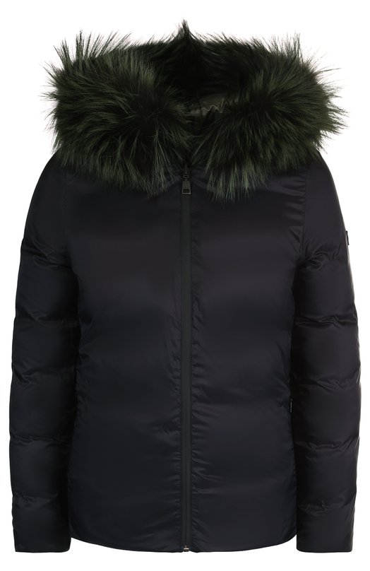 Двусторонняя стеганая куртка с меховой отделкой капюшона Fendi 