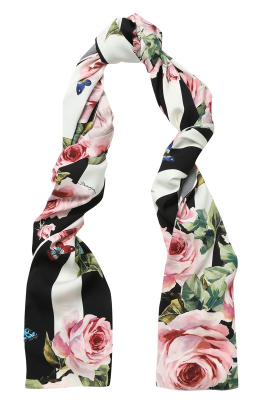 Шелковый шарф с цветочным принтом Dolce&Gabbana 
