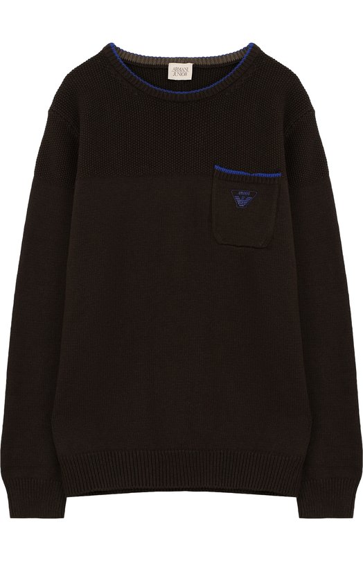 Пуловер из хлопка и шерсти с накладным карманом Armani Junior 2535974