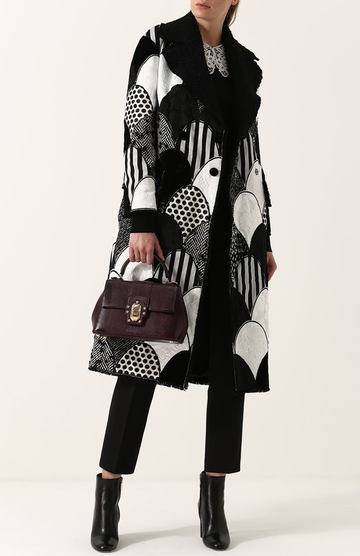 Двубортное пальто прямого кроя с контрастной отделкой Dolce&Gabbana 
