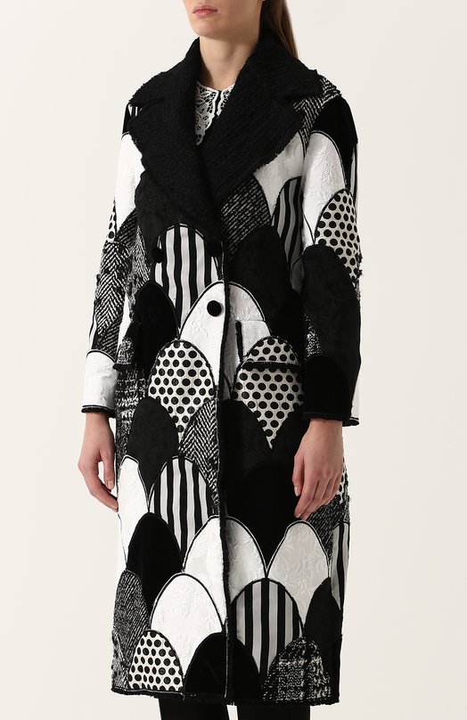 Двубортное пальто прямого кроя с контрастной отделкой Dolce&Gabbana 