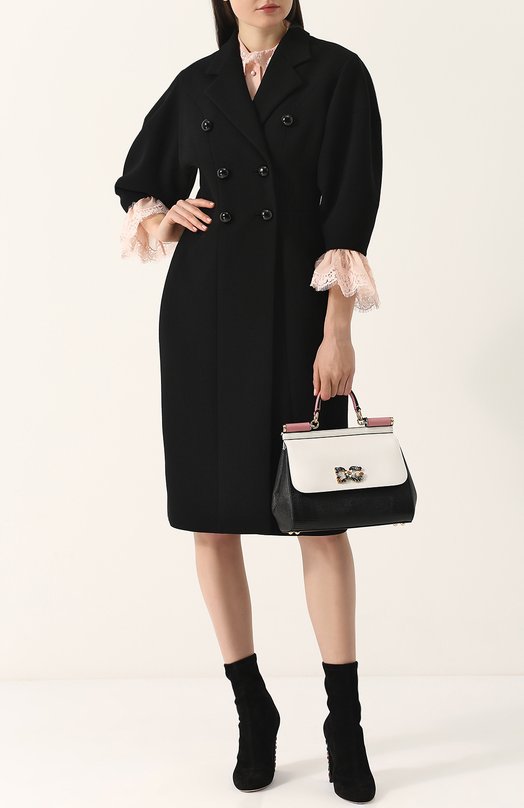 Шерстяное двубортное пальто с укороченным рукавом Dolce&Gabbana 