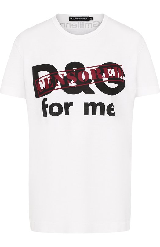 Хлопковая футболка прямого кроя с контрастной надписью Dolce&Gabbana 