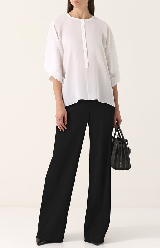 Шелковая блуза свободного кроя с круглым вырезом Givenchy 