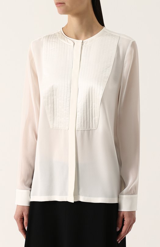 Шелковая блуза прямого кроя с круглым вырезом Escada 
