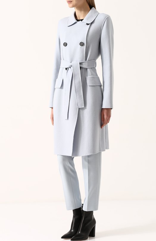 Шерстяное двубортное пальто с поясом Windsor 