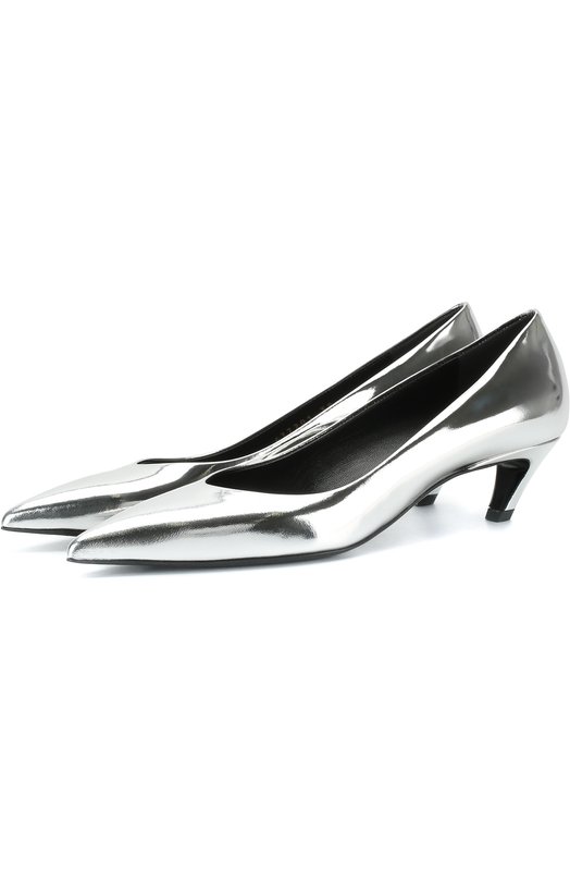 Туфли Slash из металлизированной кожи на каблуке kitten heel Balenciaga 