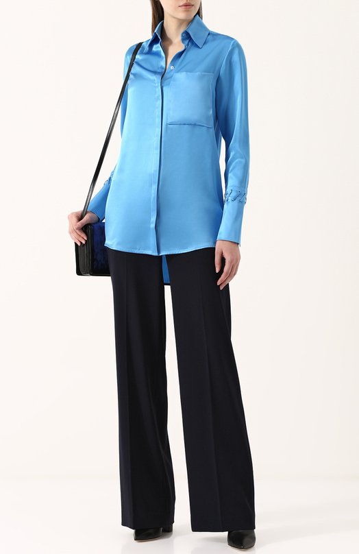 Однотонная шелковая блуза с накладным карманом VICTORIA, VICTORIA BECKHAM 
