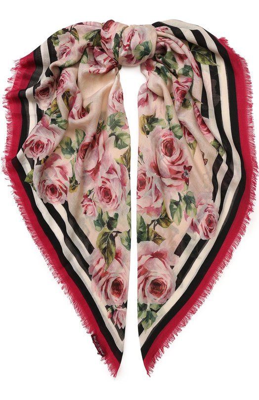 Шарф из смеси кашемира и шелка с цветочным принтом Dolce&Gabbana 