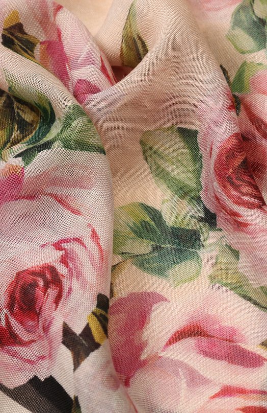 Шарф из смеси кашемира и шелка с цветочным принтом Dolce&Gabbana 