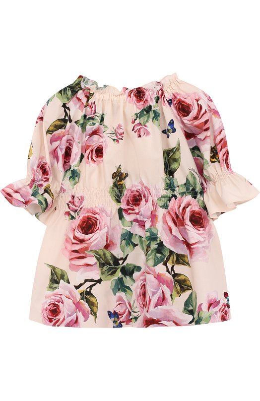 Хлопковая блуза с принтом и эластичными вставками Dolce&Gabbana 2563134