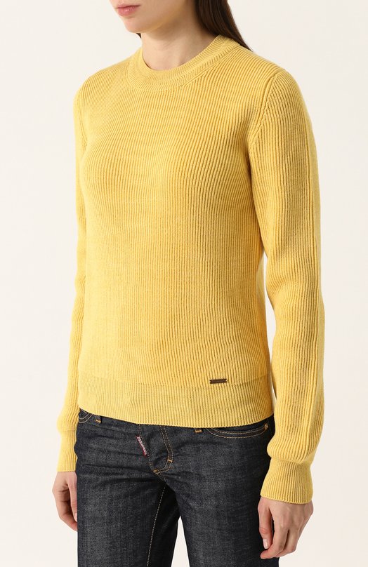 Шерстяной пуловер фактурной вязки с круглым вырезом Dsquared2 
