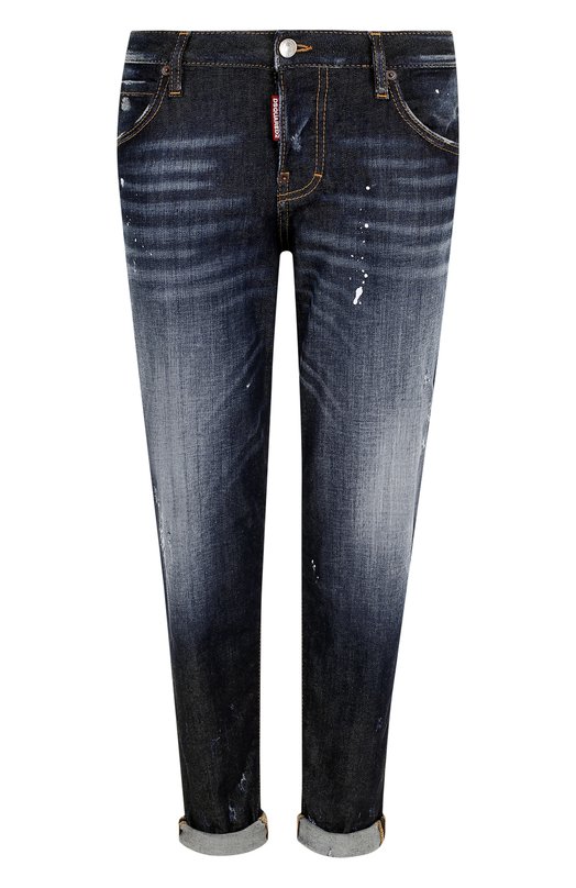 Укороченные джинсы прямого кроя с потертостями Dsquared2 