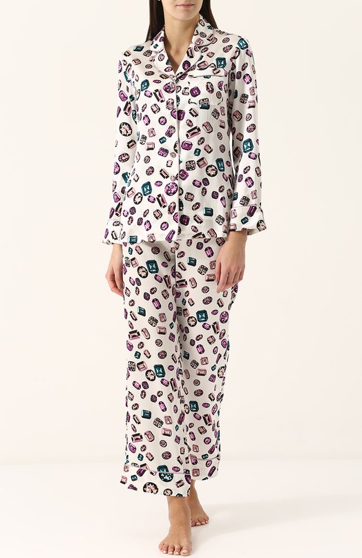 Шелковая пижама с контрастным принтом Olivia Von Halle 
