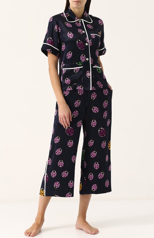 Шелковая пижама с контрастным принтом Olivia Von Halle 