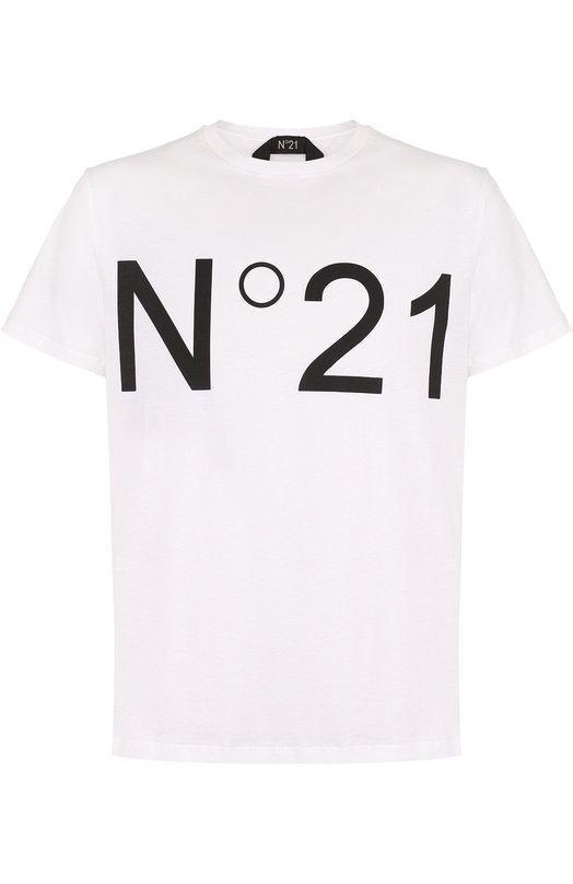 Хлопковая футболка с круглым вырезом No. 21 