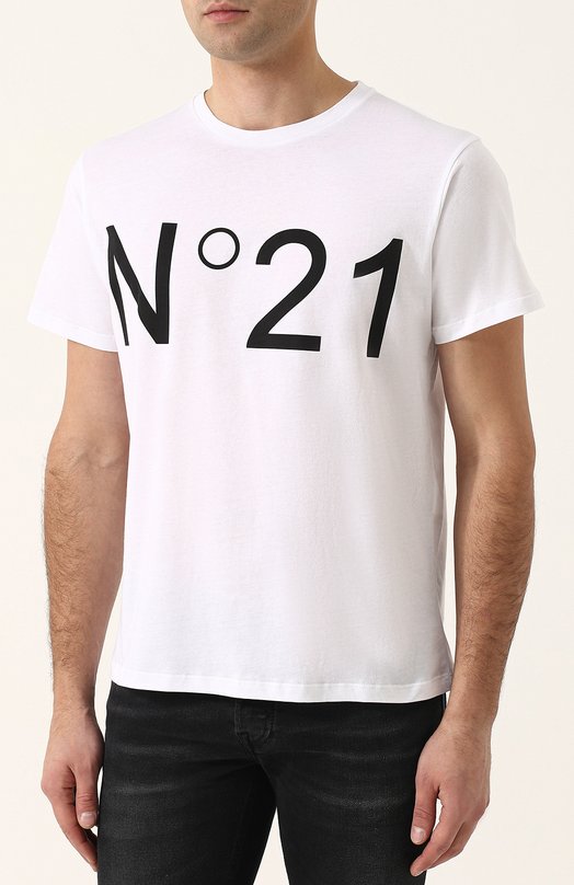 Хлопковая футболка с круглым вырезом No. 21 