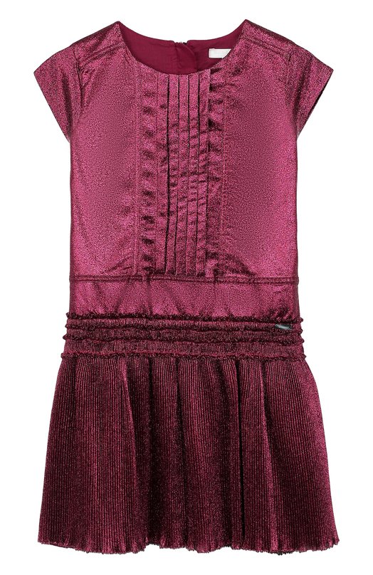 Шелковое платье с плиссированной юбкой и металлизированной отделкой Burberry 2574830