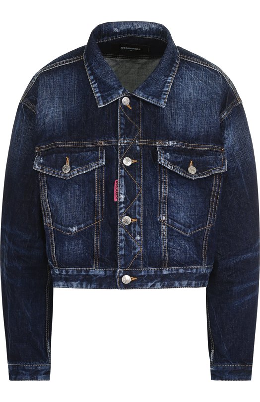 Укороченная джинсовая куртка с потертостями Dsquared2 