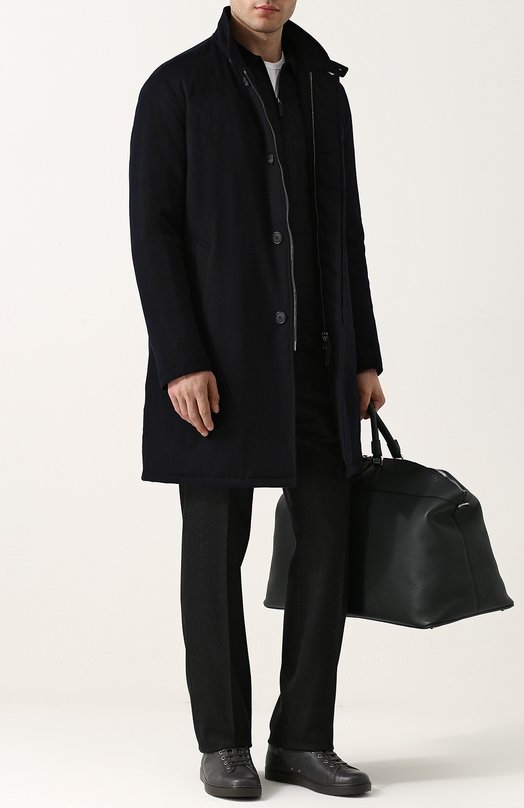 Кашемировое пальто на молнии с воротником-стойкой Giorgio Armani 