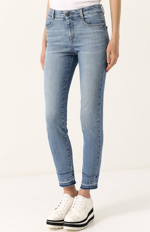 Укороченные джинсы-скинни с потертостями Stella Mccartney 