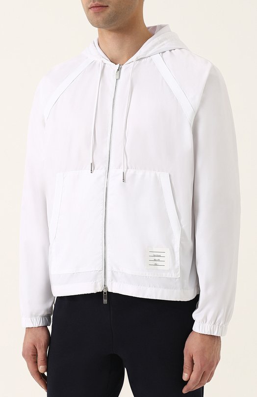 Куртка с контрастной отделкой на молнии и капюшоном Thom Browne 