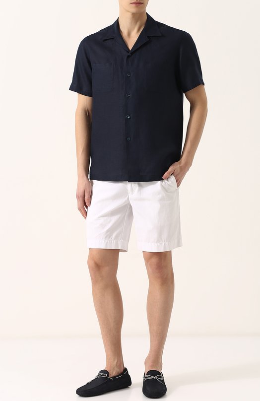 Льняная рубашка с короткими рукавами Giorgio Armani 