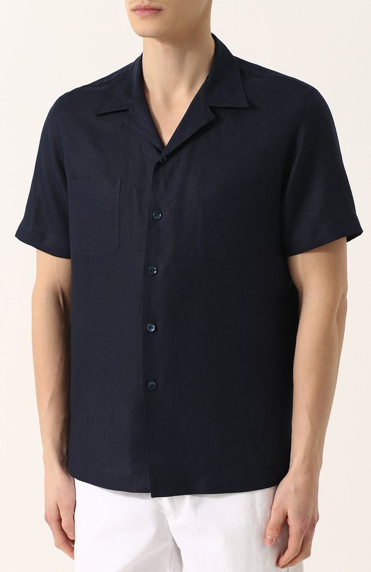 Льняная рубашка с короткими рукавами Giorgio Armani 