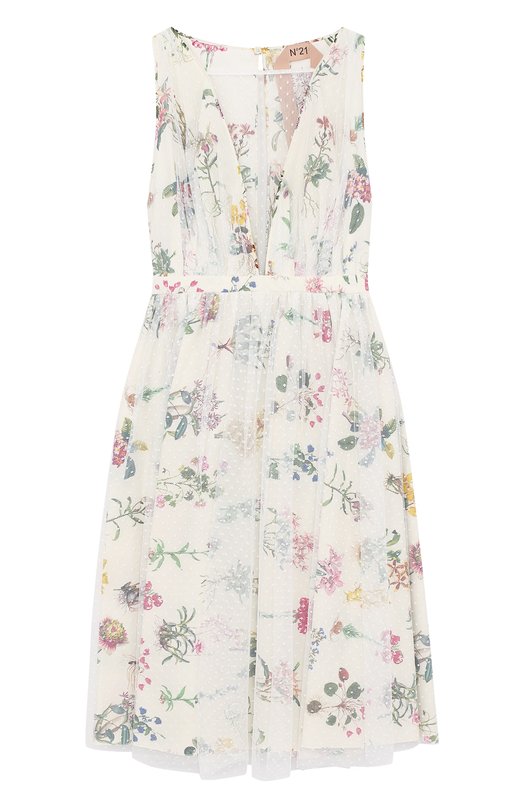 Хлопковое платье-миди с цветочным принтом No. 21 