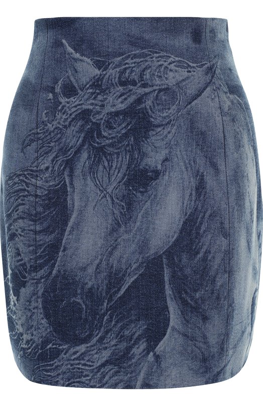 Джинсовая мини-юбка с потертостями BALMAIN 