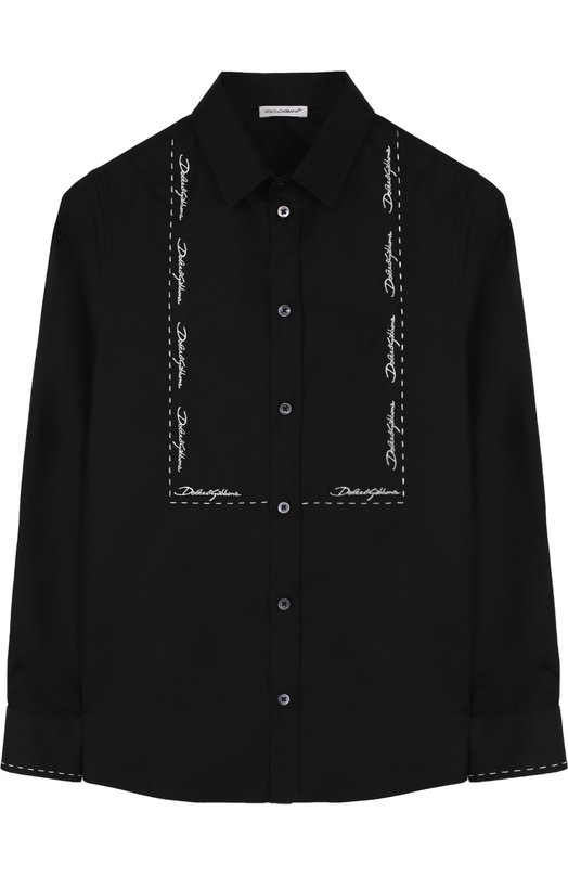 Хлопковая рубашка с контрастной вышивкой Dolce&Gabbana 2563691
