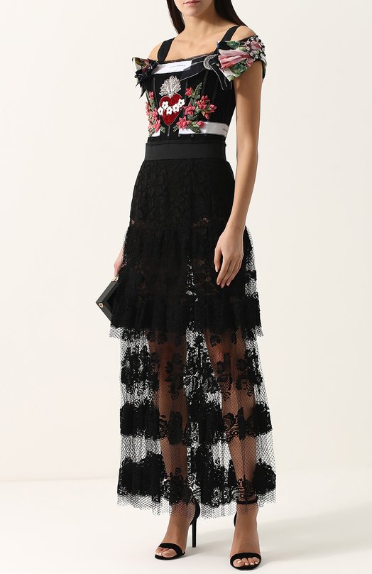 Двухъярусная кружевная юбка-макси Dolce&Gabbana 