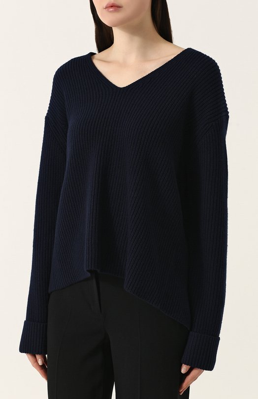 Шерстяной пуловер асимметричного кроя с V-образным вырезом 3.1 PHILLIP LIM 