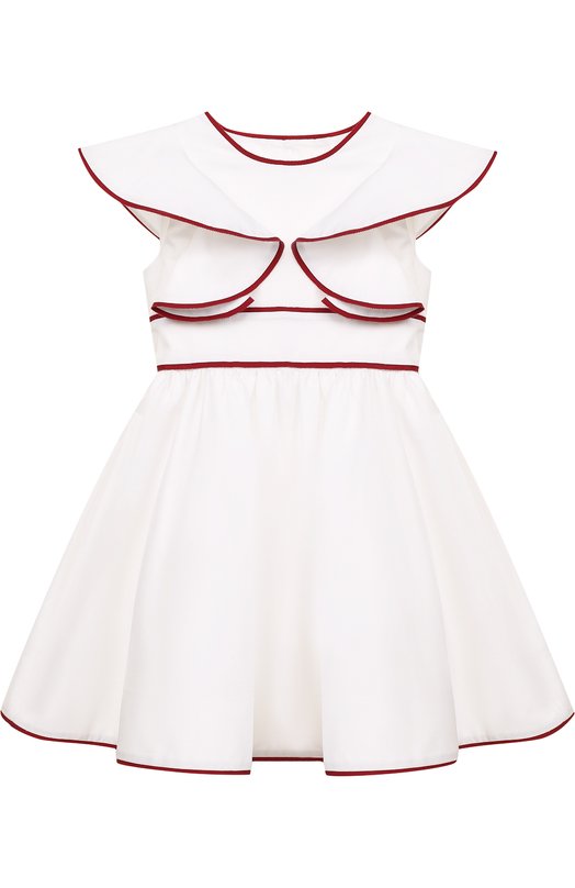 Хлопковое платье с оборками и широким поясом Oscar de la Renta 2594686