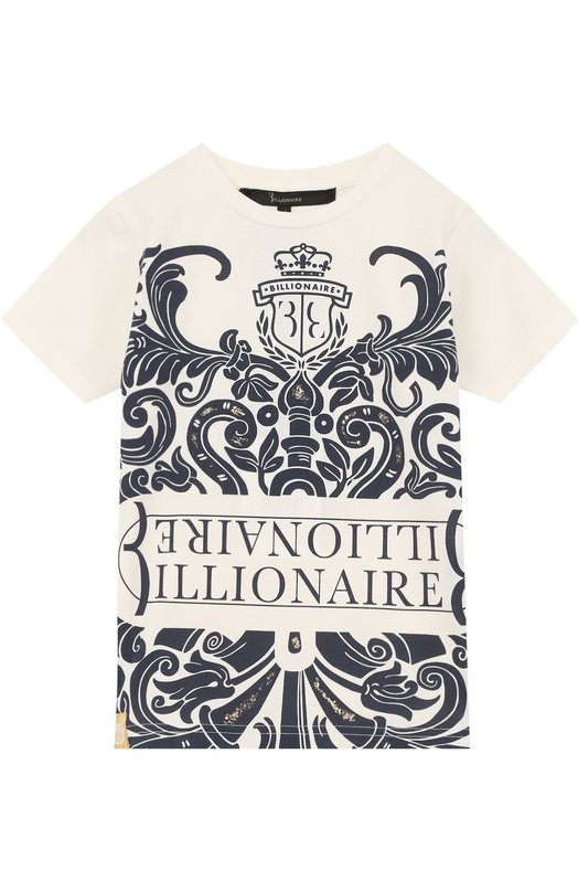Хлопковая футболка с принтом Billionaire 2599478