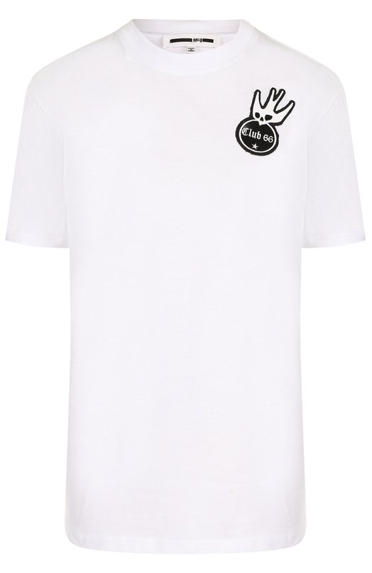 Хлопковая футболка с круглым вырезом с вышивкой MCQ 