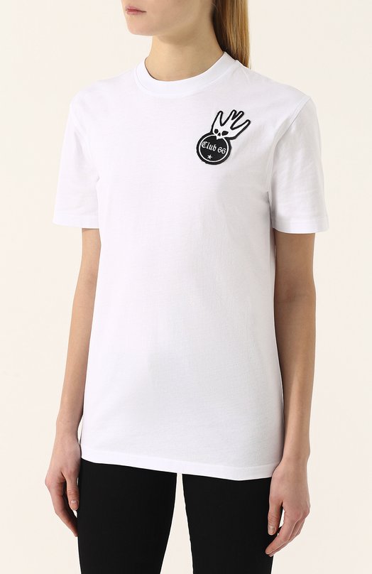 Хлопковая футболка с круглым вырезом с вышивкой MCQ 