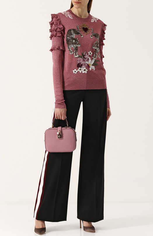 Расклешенные брюки из смеси шерсти и шелка с контрастными лампасами Dolce&Gabbana 
