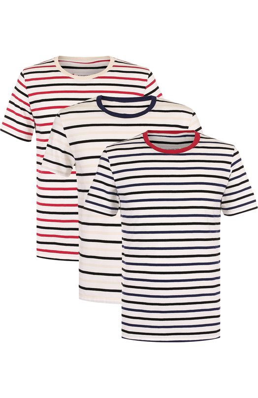 Комплект из трех хлопковых футболок в контрастную полоску MAISON MARGIELA 