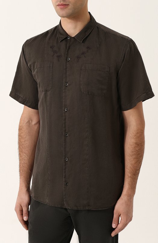 Рубашка с короткими рукавами из смеси шелка и хлопка Tomas Maier 
